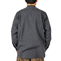 WORKERS Band Collar Shirt, Black Chambray