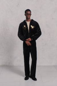 OLD JOE BRAND   STUNNING VELVET SOUVENIR JACKET(Niwatori to Hiyoko)