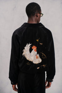 OLD JOE BRAND   STUNNING VELVET SOUVENIR JACKET(Niwatori to Hiyoko)