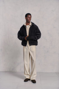 OLD JOE BRAND QUATER ZIP SILK NEP RIBED SHIRTS ONYX