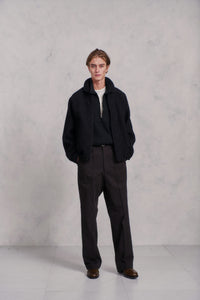 OLD JOE BRAND QUATER ZIP SILK NEP RIBED SHIRTS ONYX