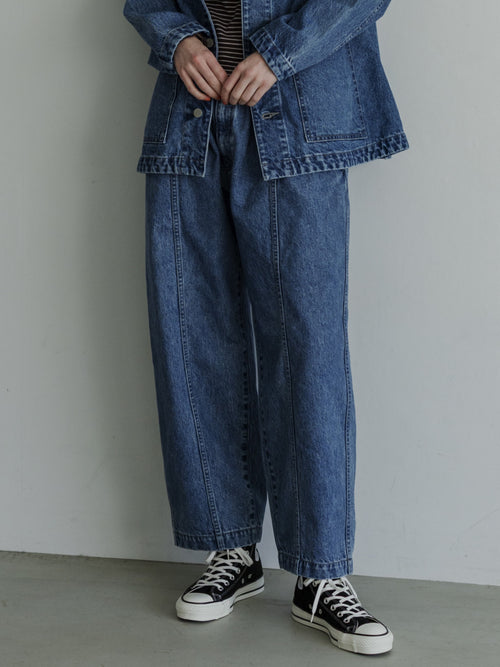 MEYAME DENIM WIDE TUCK PANTS MEY-2516 BLUE