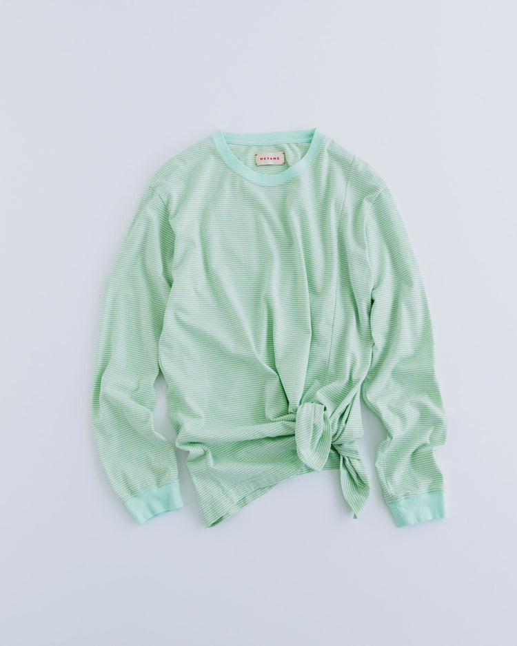 MEYAME  BORDER SLIT LONG SLEEVE TEE GREEN