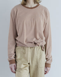 MEYAME  BORDER SLIT LONG SLEEVE TEE BROWN
