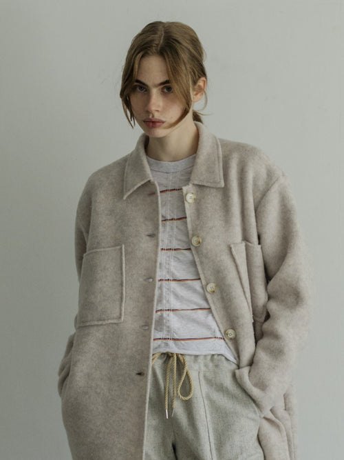 MEYAME TUCKED JACQUARD BORDER CARDIGAN PULLOVER MEY-2500 HEATHER GREY