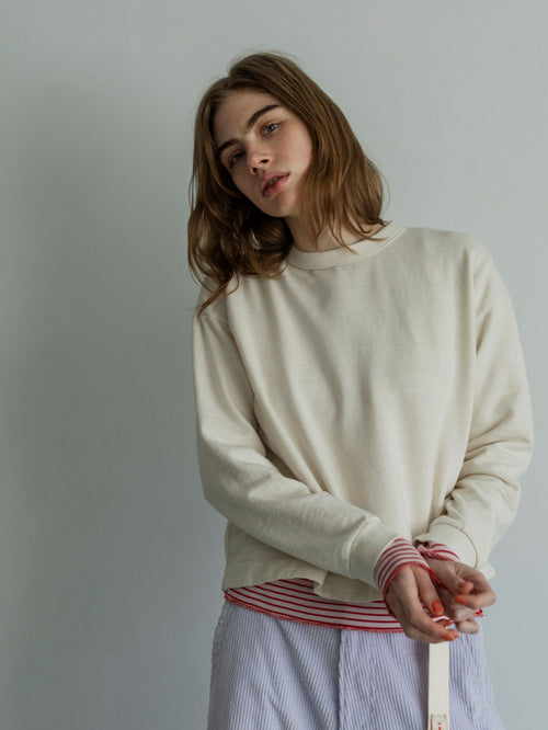 MEYAME LIGHT SOFT SHORT SWEAT (BRUSHED LINING) MEY-2506 OFF WHITE