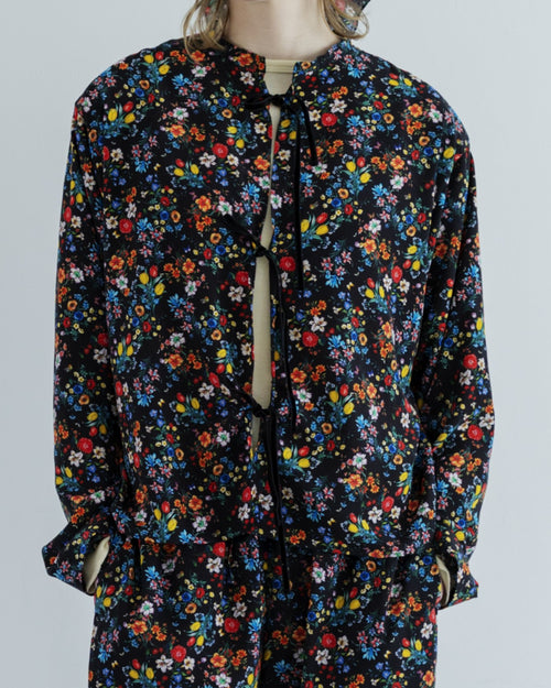 MEYAME BLOUSE JACKET (FLOWER) BLACK