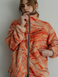 MEYAME PRINT SOLID REVERSIBLE FLEECE JACKET MEY-2511 ORANGE