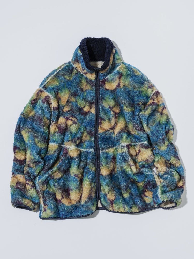 MEYAME PRINT SOLID REVERSIBLE FLEECE JACKET MEY-2511 BLUE