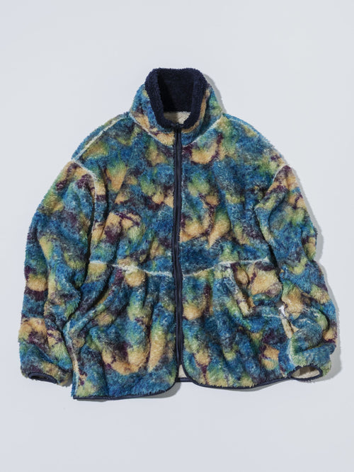 MEYAME PRINT SOLID REVERSIBLE FLEECE JACKET MEY-2511 BLUE