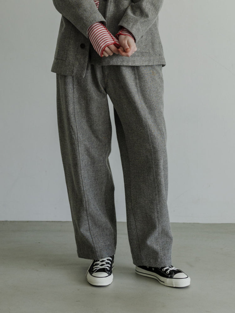 MEYAME BRUSHED JAZZ NEP DENIM WIDE TUCK PANTS MEY-2513 BLACK