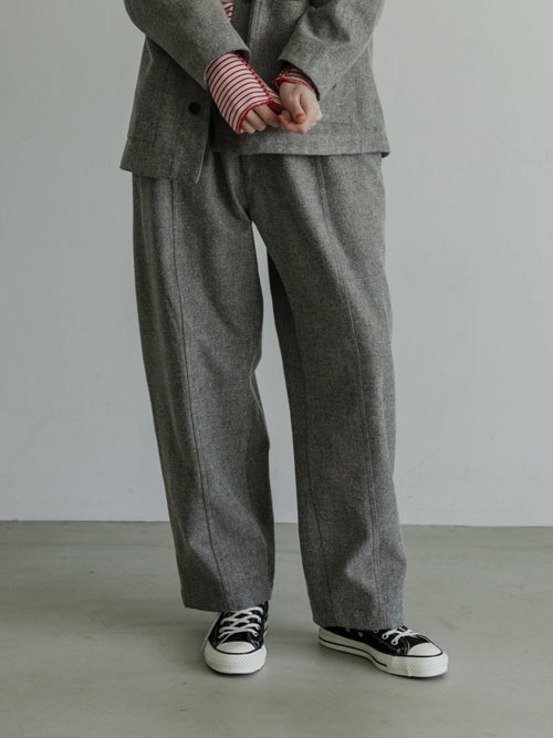 MEYAME BRUSHED JAZZ NEP DENIM WIDE TUCK PANTS MEY-2513 BLACK