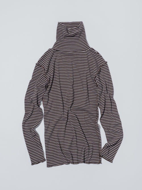 MEYAME BORDER SOFT RIB TURTLENECK MEY-2501 BROWN*PINK