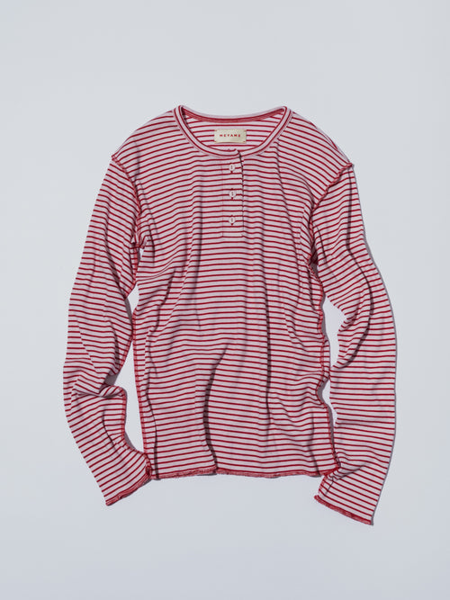 MEYAME BORDER SOFT RIB HENRY NECK MEY-2503 PINK*RED
