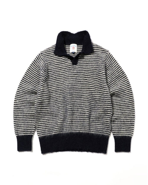 J.PRESS ORIGINALS Saggy Dog Skipper Polo Knit Japan Made KROALW0053 NAVY STRIPE