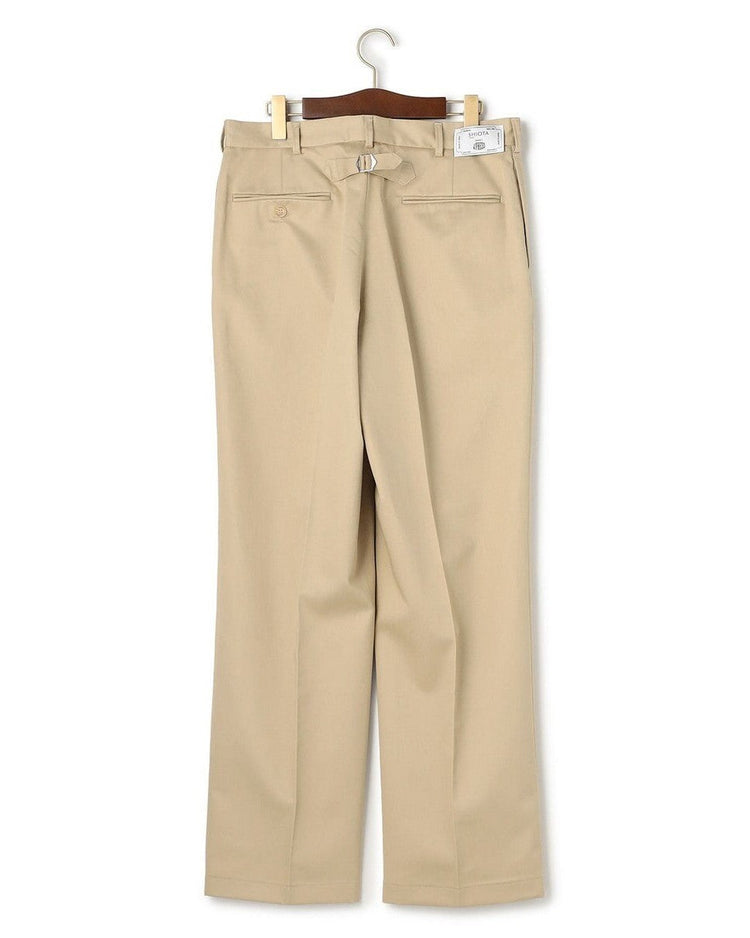 J.PRESS ORIGINALS SHIOTA Slight Twist Chino Piped Stem 1 tuck   Japan Made BEIGE