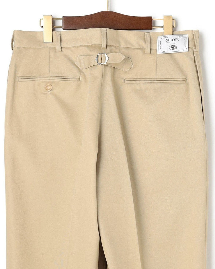 J.PRESS ORIGINALS SHIOTA Slight Twist Chino Piped Stem 1 tuck   Japan Made BEIGE