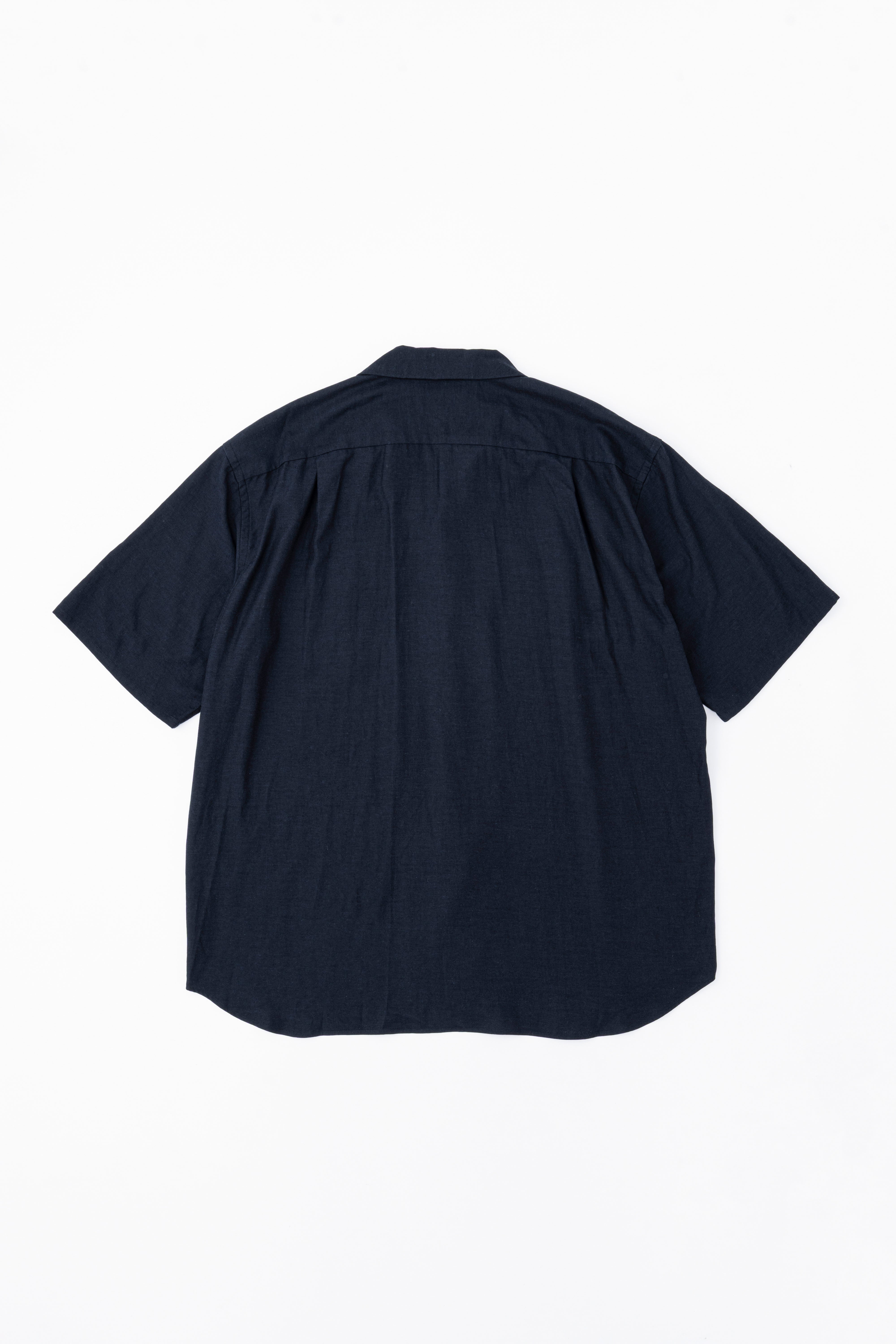 YOKO SAKAMOTO OPEN COLLAR S/S SHIRT NAVY – CASDAY / キャスデイ