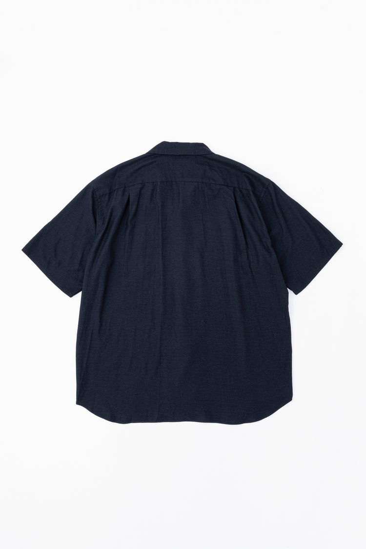 YOKO SAKAMOTO  OPEN COLLAR S/S SHIRT NAVY