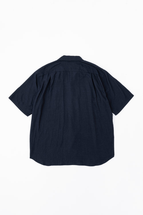 YOKO SAKAMOTO OPEN COLLAR S/S SHIRT NAVY
