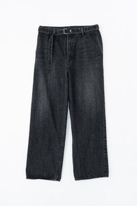 YOKO SAKAMOTO BELTED TROUSERS FADE BLACK