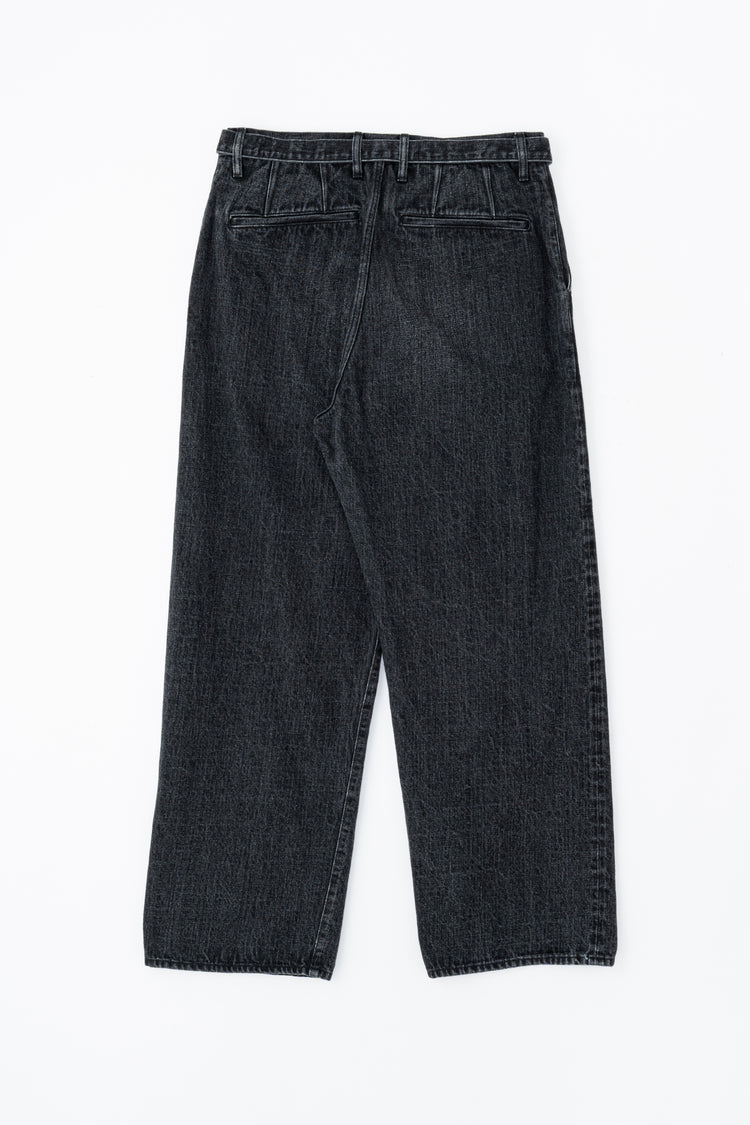 YOKO SAKAMOTO BELTED TROUSERS FADE BLACK