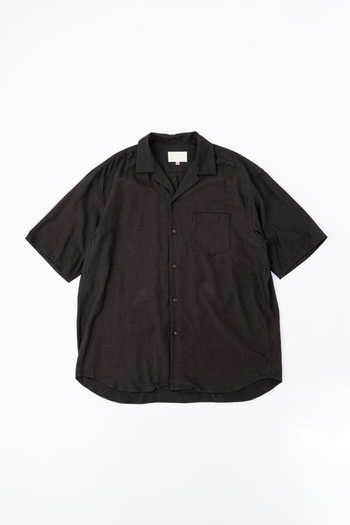 YOKO SAKAMOTO  OPEN COLLAR S/S SHIRT BROWN