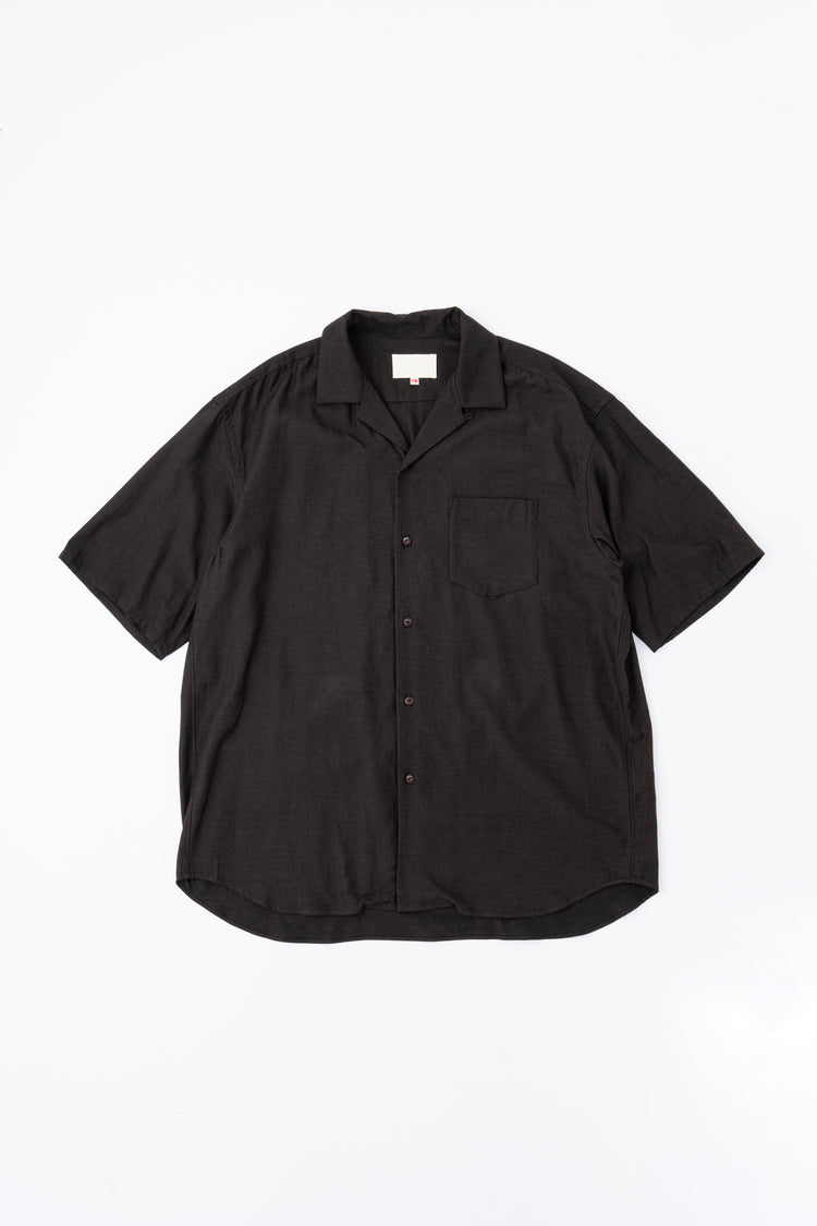 YOKO SAKAMOTO  OPEN COLLAR S/S SHIRT BROWN